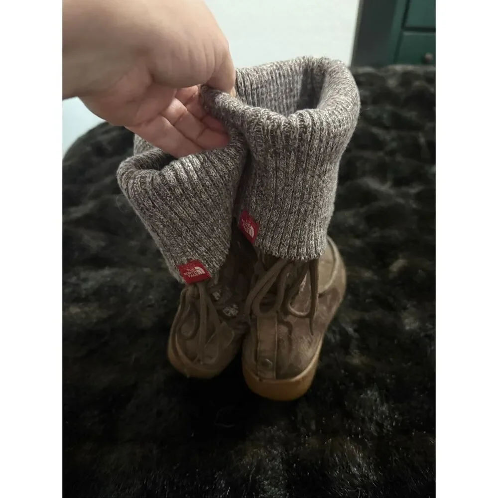 The North Face Boots Womens 6.5 Zip Lace Alana Mid Knit Foldover Winter Adult